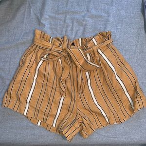 S Yellow Striped Paperbag Shorts